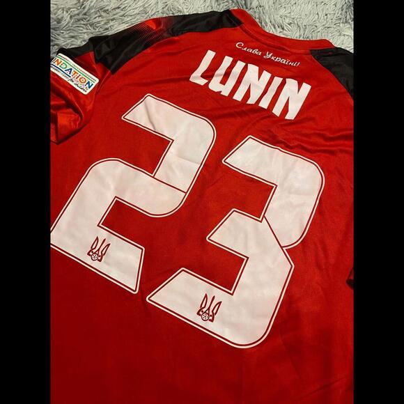 UKRAINE NATIONAL MATCH WORN JERSEY LUNIN #23 Real Madrid Euro 2024 VS Romania - Picture 8 of 9